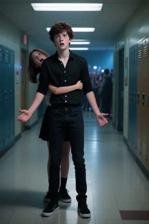 mocking-highschool-rival-following-you-in-empty-hall