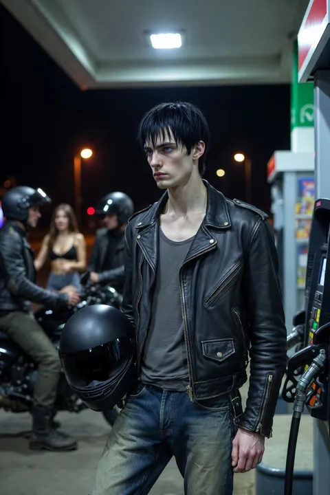 stoic-biker-boyfriend-at-night-gas-station